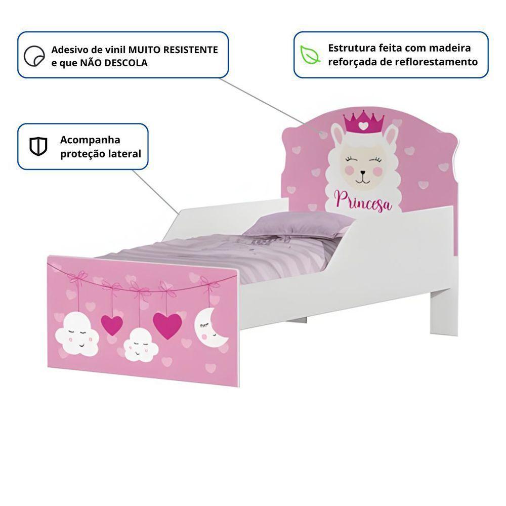 Mini Cama Infantil 153,2x79cm Com Proteção Lateral Personagens Lhama K02 - D'rossi - 3