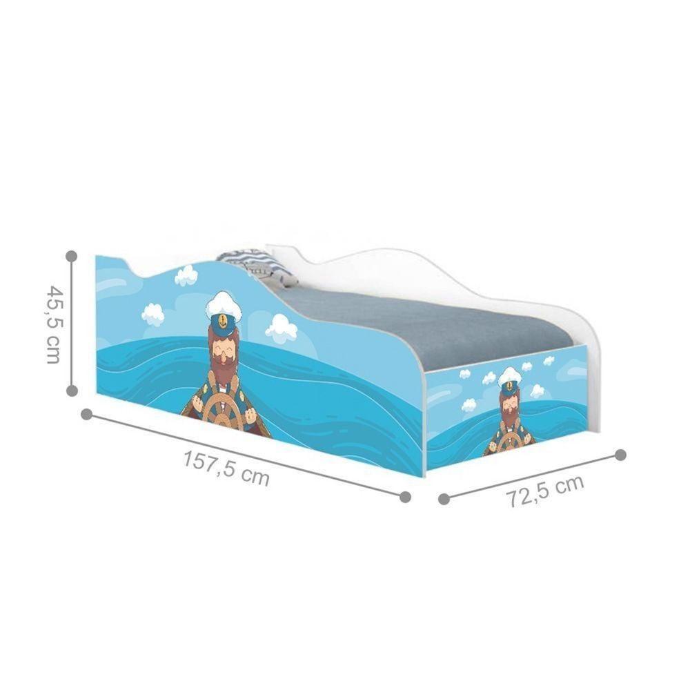 Mini Cama Infantil 157,5x72,5cm Com Proteção Lateral Personagens K02 - D'rossi Cor Marinheiro - 4