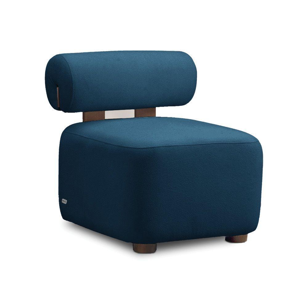 Poltrona Decorativa Para Sala Kit 2 Helora Bouclê Azul Marinho E03 - D'rossi - 6