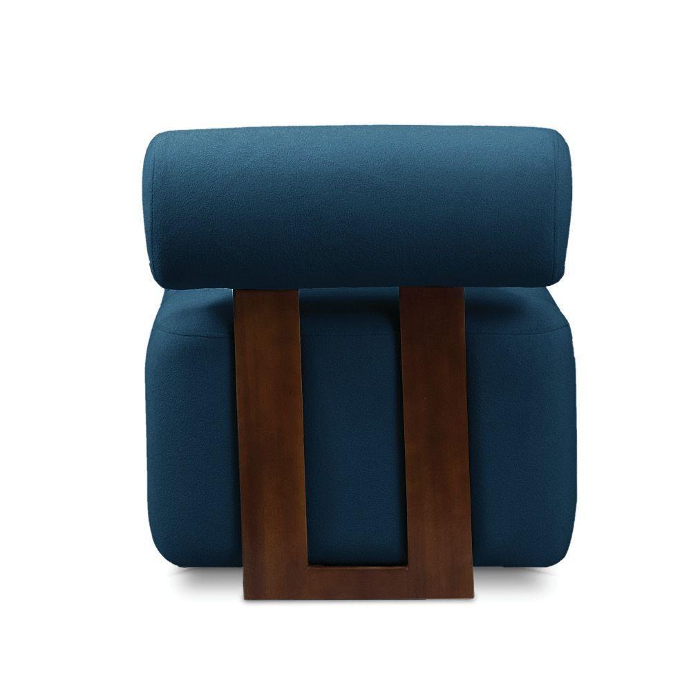 Poltrona Decorativa Para Sala Kit 2 Helora Bouclê Azul Marinho E03 - D'rossi - 7