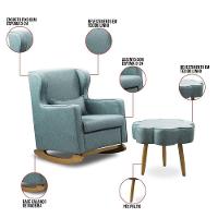 Poltrona De Amamentação Base Balanço E Puff Flower Linho E03 - D'rossi Cor Azul - 5