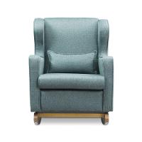 Poltrona De Amamentação Base Balanço E Puff Flower Linho E03 - D'rossi Cor Azul - 8