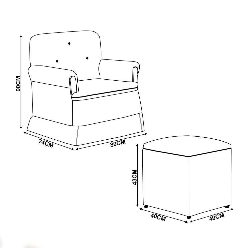 Poltrona De Amamentação Base Balanço E Puff Lígia Sintético E03 - D'rossi Cor Marrom - 4