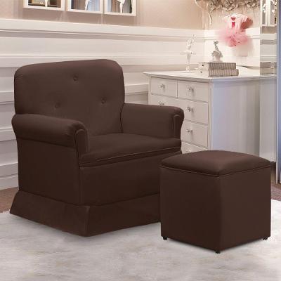 Poltrona De Amamentação Base Balanço E Puff Lígia Sintético E03 - D'rossi Cor Marrom