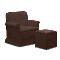 Poltrona De Amamentação Base Balanço E Puff Lígia Sintético E03 - D'rossi Cor Marrom - 2