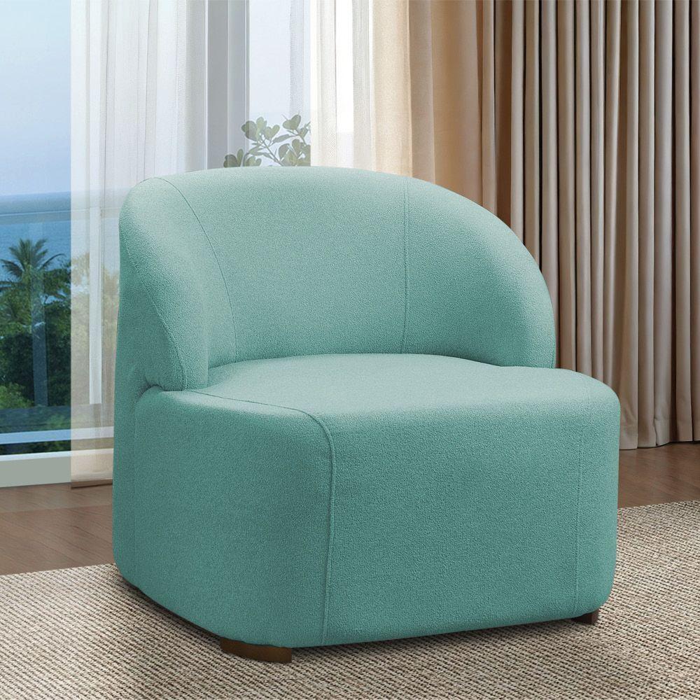 Poltrona Decorativa Orgânica Para Sala Diully Bouclê Azul Turqueza E03 - D'rossi - 1