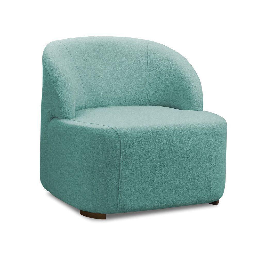 Poltrona Decorativa Orgânica Para Sala Diully Bouclê Azul Turqueza E03 - D'rossi - 2
