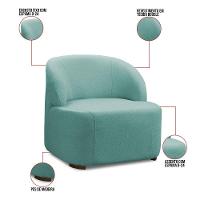 Poltrona Decorativa Orgânica Para Sala Diully Bouclê Azul Turqueza E03 - D'rossi - 3