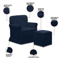 Poltrona De Amamentação Base Balanço E Puff Lígia Sintético Azul Marinho E03 - D'rossi - 3