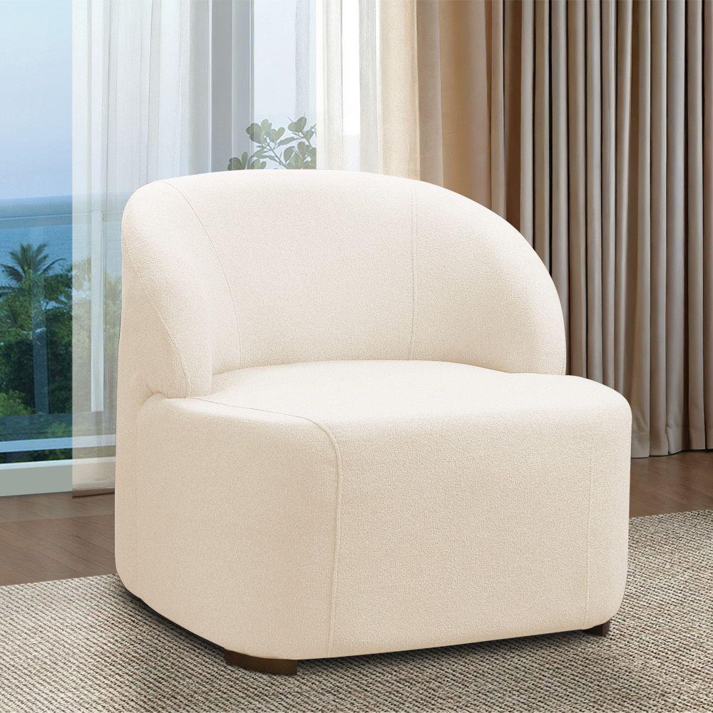 Poltrona Decorativa Orgânica Para Sala Diully Bouclê Bege E03 - D'rossi - 1