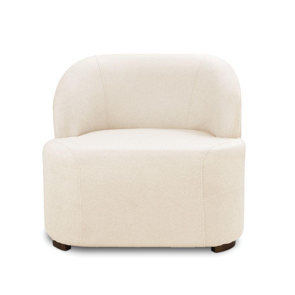 Poltrona Decorativa Orgânica Para Sala Diully Bouclê Bege E03 - D'rossi - 5