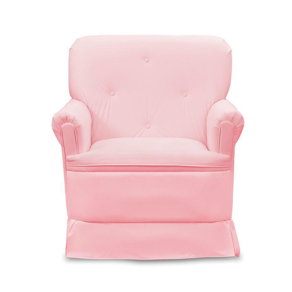 Poltrona De Amamentação Base Balanço E Puff Lígia Sintético E03 - D'rossi Cor Rosa Bebê - 3