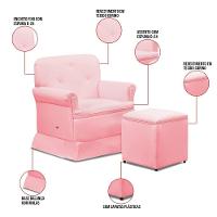 Poltrona De Amamentação Base Balanço E Puff Lígia Sintético E03 - D'rossi Cor Rosa Bebê