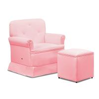 Poltrona De Amamentação Base Balanço E Puff Lígia Sintético E03 - D'rossi Cor Rosa Bebê - 6