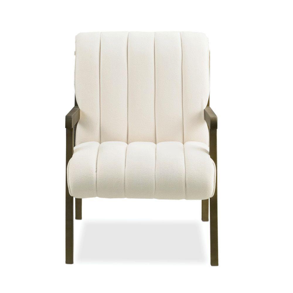 Poltrona Decorativa Para Sala Base De Madeira Daline Bouclê Bege E03 - D'rossi - 3