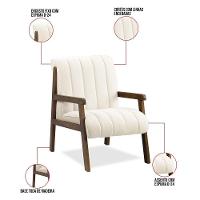 Poltrona Decorativa Para Sala Base De Madeira Daline Bouclê Bege E03 - D'rossi