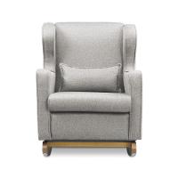 Poltrona De Amamentação Base Balanço Madeira Flower Linho Cinza E03 - D'rossi - 2