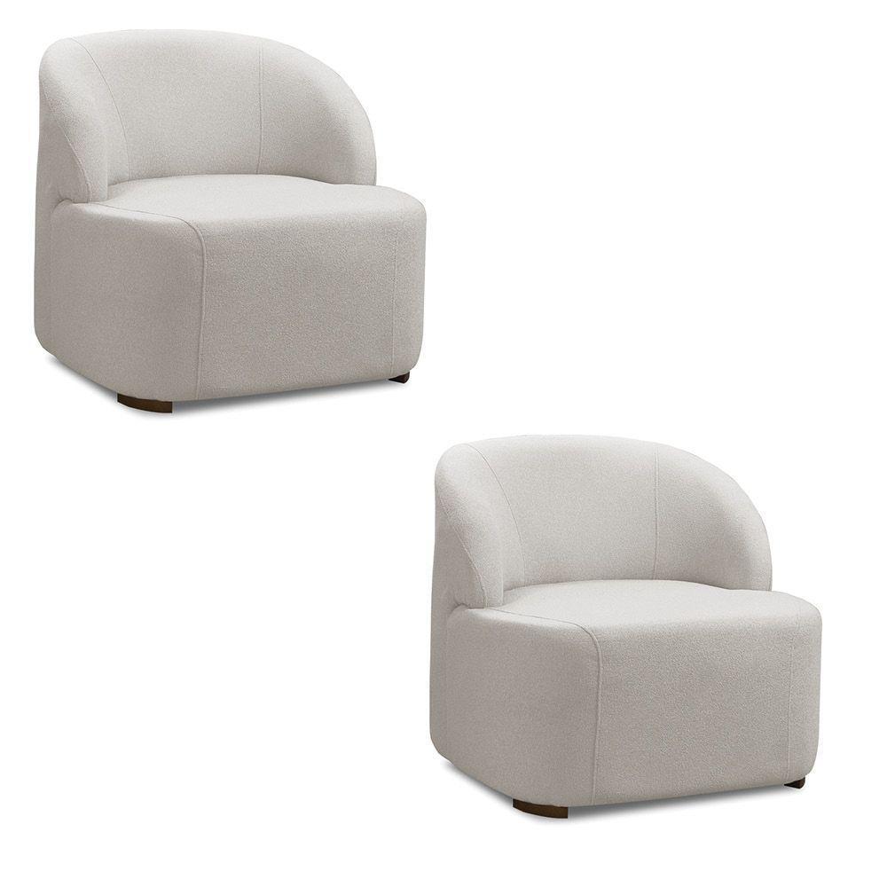 Poltrona Decorativa Orgânica Kit 2 Diully Bouclê Cinza Claro E03 - D'rossi - 1
