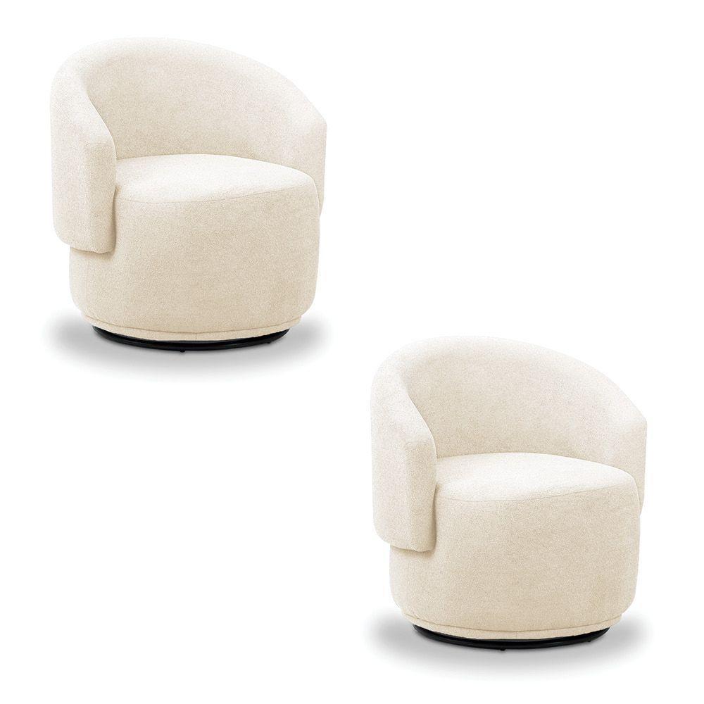 Poltrona Decorativa Orgânica Kit 2 Névoa Bouclê Bege E03 - D'rossi - 2