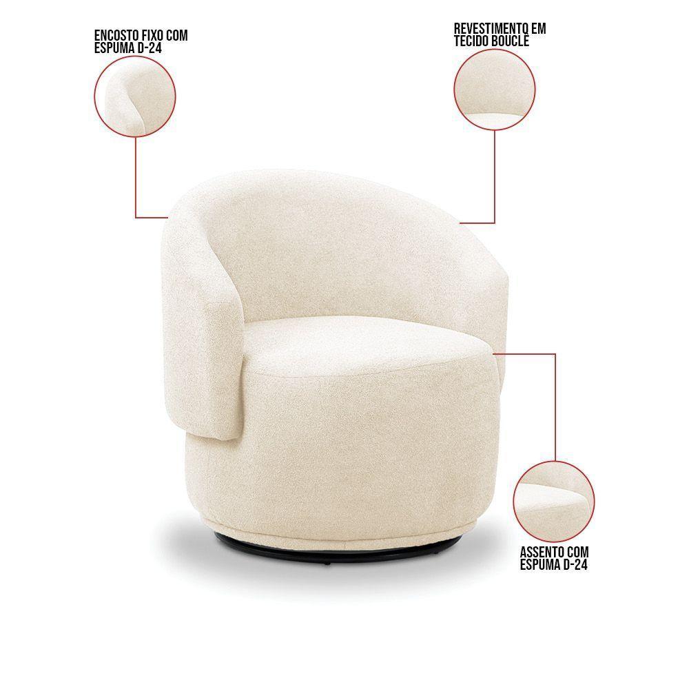 Poltrona Decorativa Orgânica Kit 2 Névoa Bouclê Bege E03 - D'rossi - 3