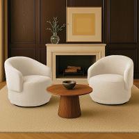 Poltrona Decorativa Orgânica Kit 2 Névoa Bouclê Bege E03 - D'rossi - 1