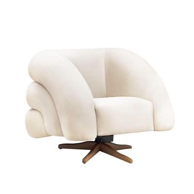 Poltrona Giratória Orgânica Com Balanço Tana Bouclê E03 - D'rossi Cor Bege