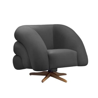 Poltrona Giratória Orgânica Com Balanço Tana Bouclê E03 - D'rossi Cor Cinza Escuro