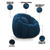 Poltrona E Puff Decorativo Orgânico Fixo Cloud Bouclê Azul Marinho E03 - D'rossi - 3