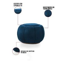 Poltrona E Puff Decorativo Orgânico Fixo Cloud Bouclê Azul Marinho E03 - D'rossi