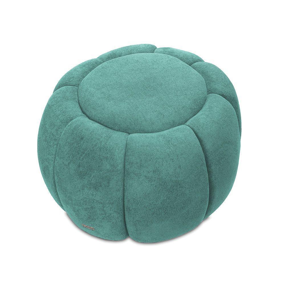 Puff Redondo Orgânico Para Sala Cloud Bouclê E03 - D'rossi Cor Azul Turquesa - 5