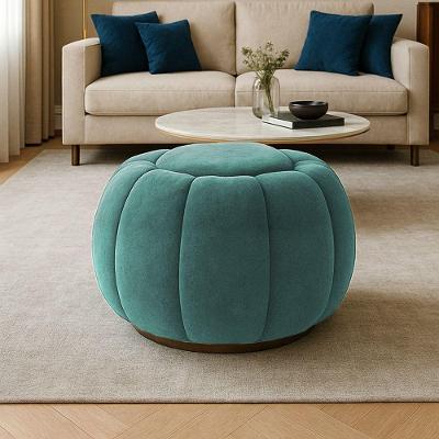 Puff Redondo Orgânico Para Sala Cloud Bouclê E03 - D'rossi Cor Azul Turquesa