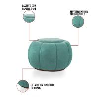Poltrona E Puff Decorativo Orgânico Fixo Cloud Bouclê Azul Turquesa E03 - D'rossi - 6