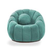 Poltrona E Puff Decorativo Orgânico Fixo Cloud Bouclê Azul Turquesa E03 - D'rossi - 10