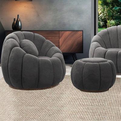Poltrona E Puff Decorativo Cloud Bouclê E03 Bouclê Cinza Escuro D'Rossi