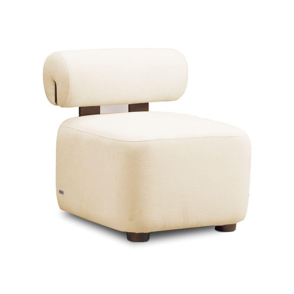 Poltrona Decorativa Para Sala Helora Bouclê Bege E03 - D'rossi - 2