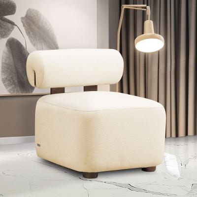 Poltrona Decorativa Para Sala Helora Bouclê Bege E03 - D'rossi