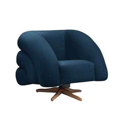 Poltrona Giratória Orgânica Com Balanço Tana Bouclê E03 - D'rossi Cor Azul Marinho