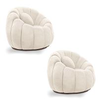 Kit 02 Poltronas Decorativa Orgânica Para Sala Cloud Bouclê Bege E03 - D'rossi - 1