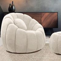 Kit 02 Poltronas Decorativa Orgânica Para Sala Cloud Bouclê Bege E03 - D'rossi - 2