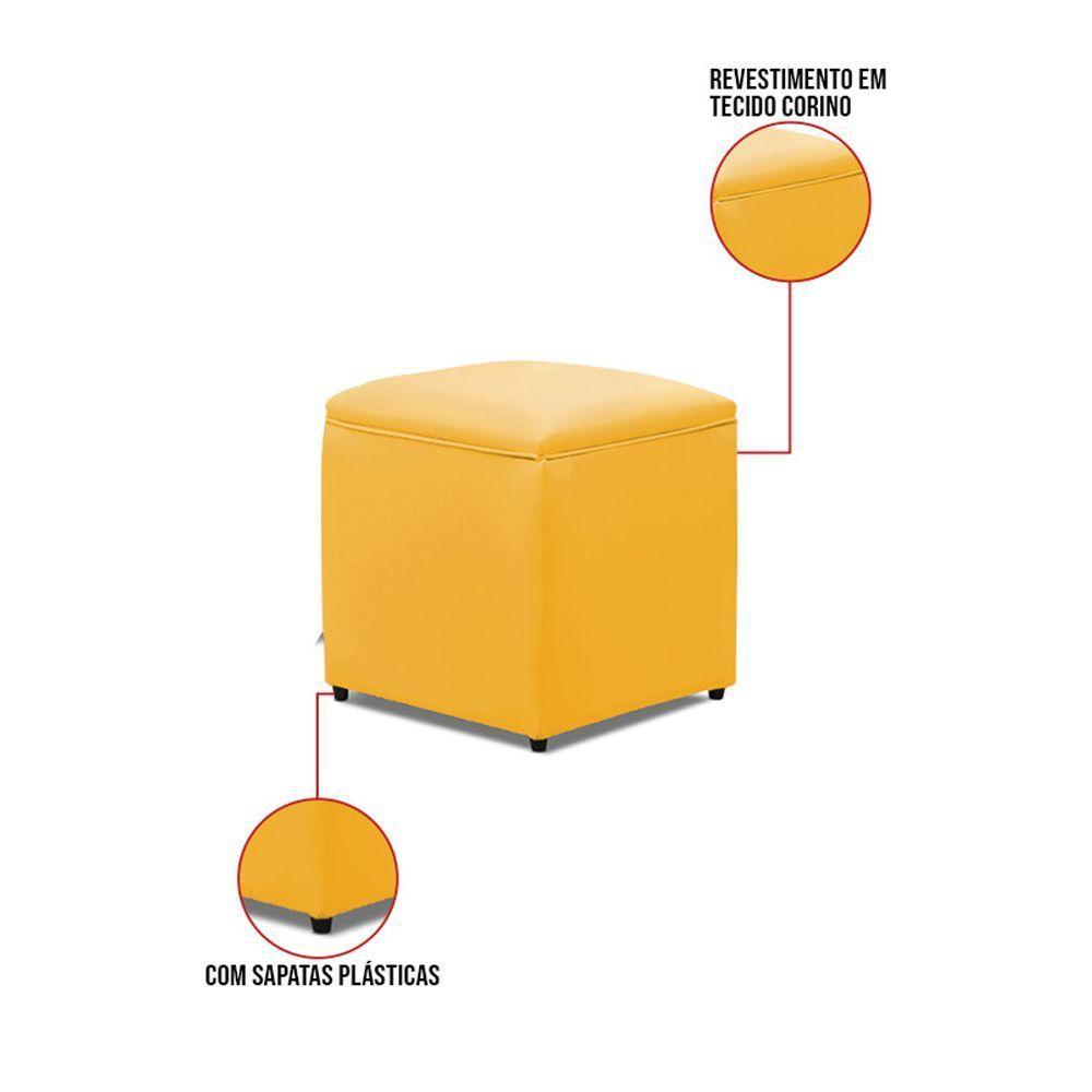 Puff Decorativo Quadrado Para Sala Lígia Sintético E03 - D'rossi Cor Amarelo - 3