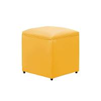 Puff Decorativo Quadrado Para Sala Lígia Sintético E03 - D'rossi Cor Amarelo - 2