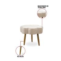 Puff Decorativo Pé Palito De Madeira Sala Flower Linho Bege E03 - D'rossi - 3