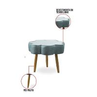 Puff Decorativo Pé Palito De Madeira Sala Flower Linho Azul E03 - D'rossi - 3