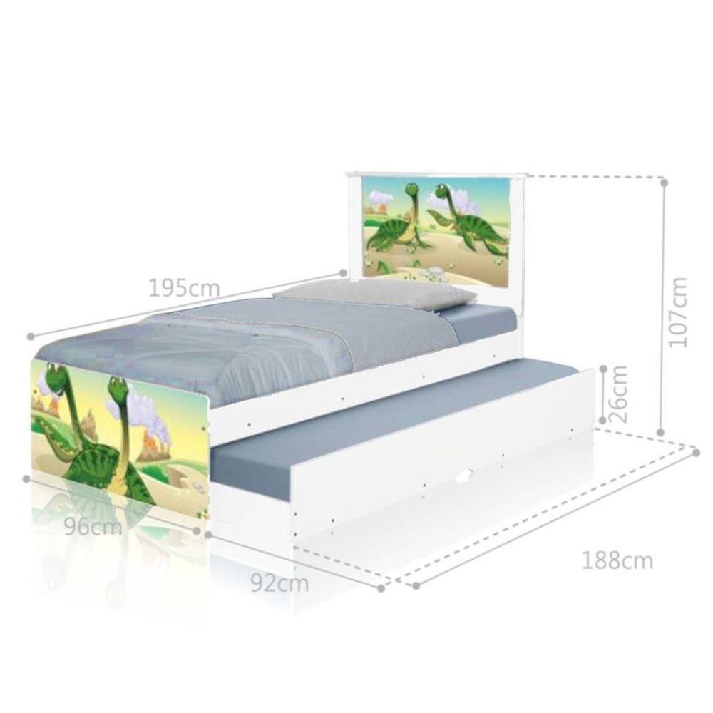 Cama Solteiro Infantil Com Cama Auxiliar 195x96cm Personagens Dinossauro K02 - D'rossi - 4