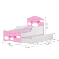 Mini Cama Infantil Com Cama Auxiliar 153x79cm Personagens Nuvem Menina K02 - D'rossi