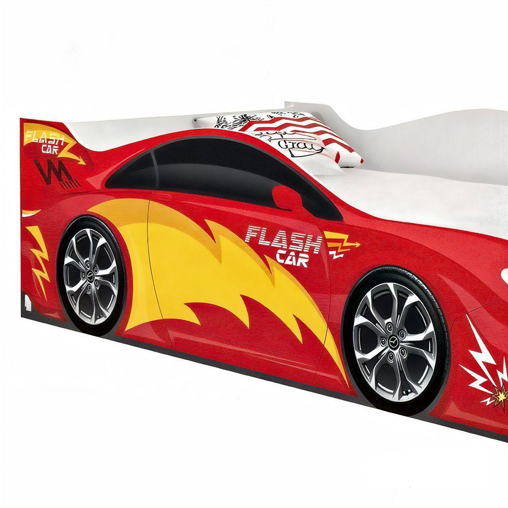 Mini Cama Infantil 157,5x72,5cm Com Proteção Lateral Carro Vermelho K02 - D'rossi - 6