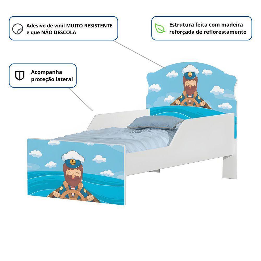 Mini Cama Infantil 153,2x79cm Com Proteção Lateral Personagens K02 - D'rossi Cor Marinheiro - 3