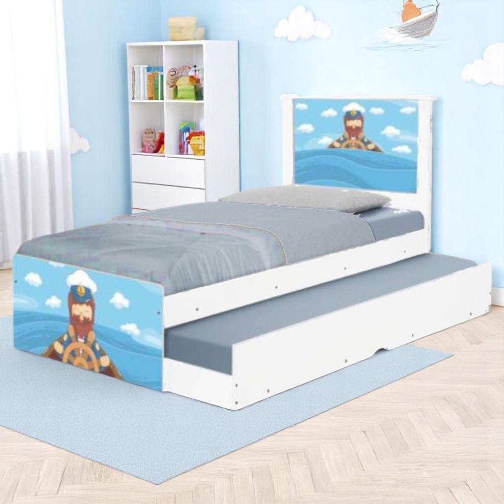 Cama Solteiro Infantil Com Cama Auxiliar 195x96cm Personagens Marinheiro K02 - D'rossi - 1