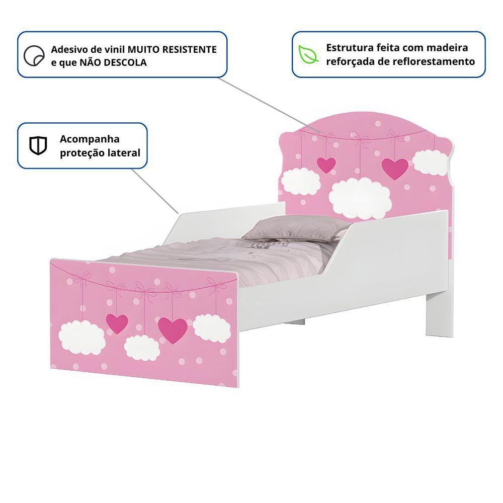 Mini Cama Infantil 153,2x79cm Com Proteção Lateral Personagens Nuvem Menina K02 - D'rossi - 3