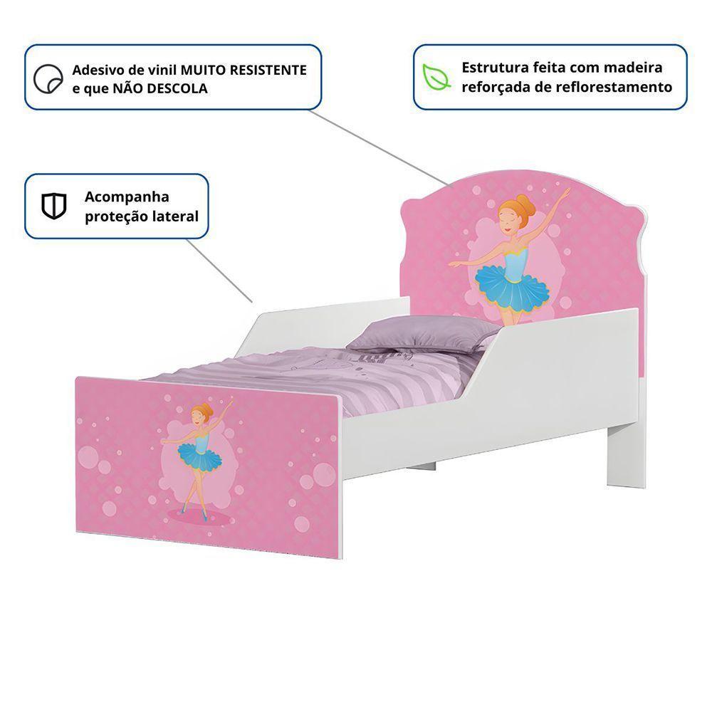 Mini Cama Infantil 153,2x79cm Com Proteção Lateral Personagens K02 - D'rossi Cor Bailarina Clássica - 3